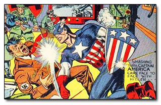 Despite covers depicting Captain America confronting the likes of Hitler and other Axis leaders, he never actually meat these historical in the comics.